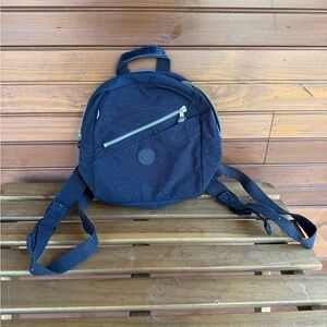 Kipling Dark Blue Backpack with Silver Accents